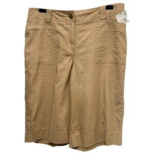 Basic Editions Bermuda Shorts Plus Size 18W Womens Tan Elastic Waist NWT